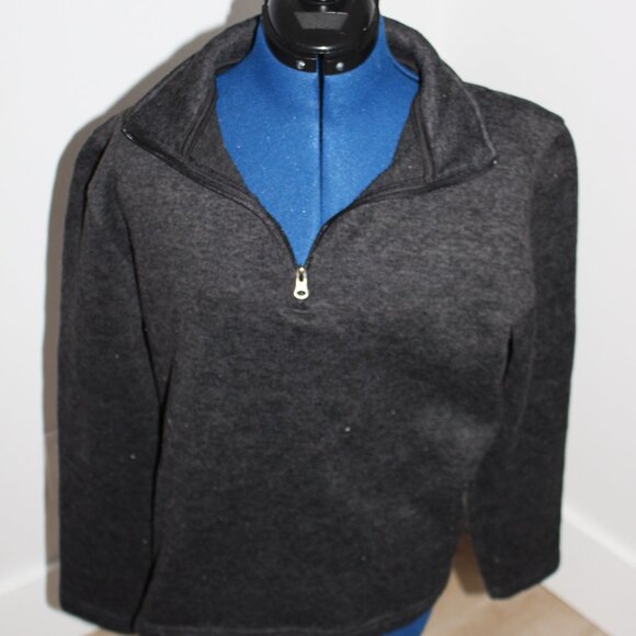 Beverly Hills Polo Club 1/4 Zip Up Sweater Gray Knit Mock Neck - Picture 2 of 4